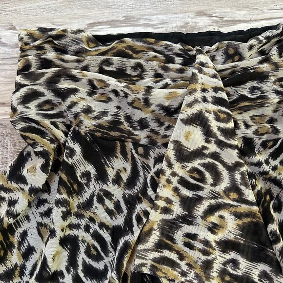 Vintage Y2K Profile Tube Top Leopard Mesh Knot Front Asymmetrical Indie Large - Picture 4 of 8